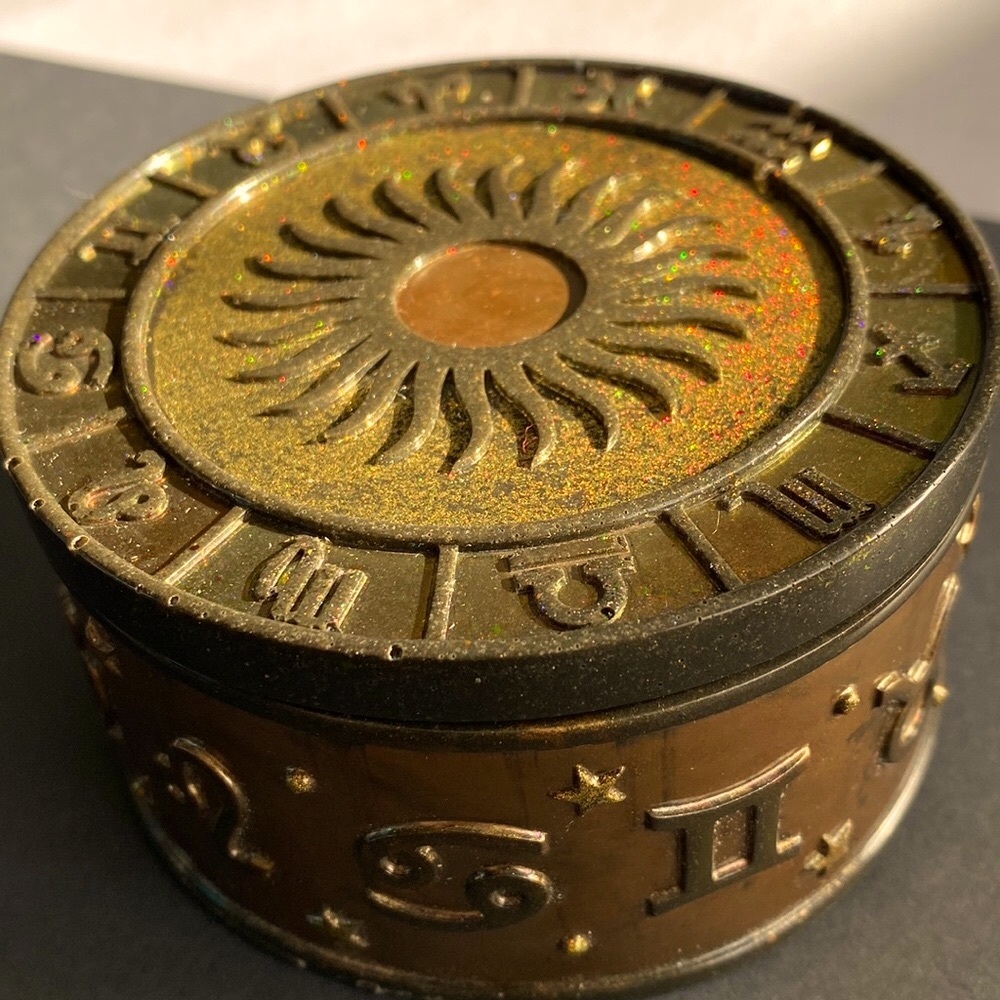 Holographic Glitter Resin Sun Astrological Sign Jewelry Box